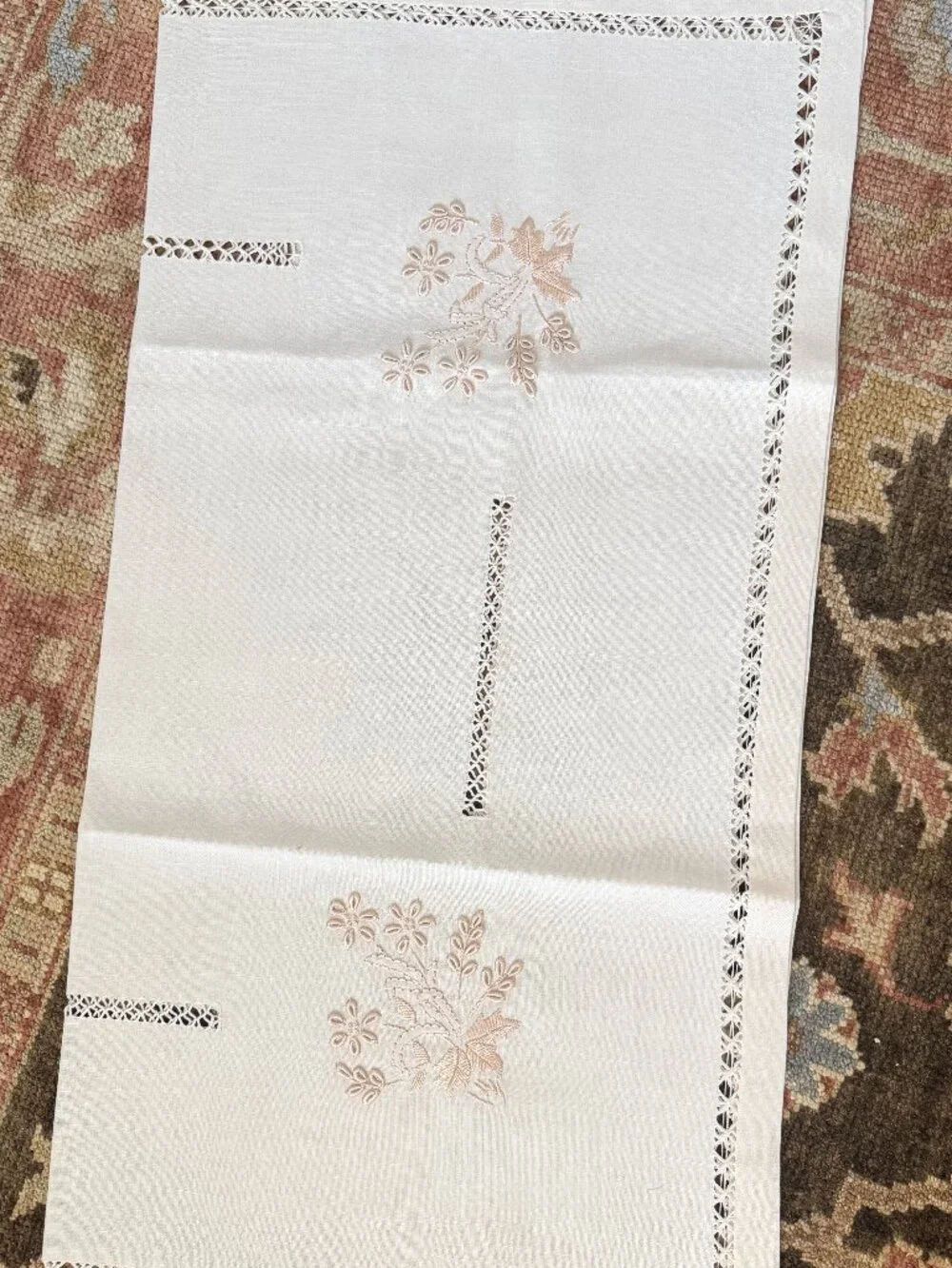 NEW Linen Embroidered Cut-Out Design Tablecloth from Turkey